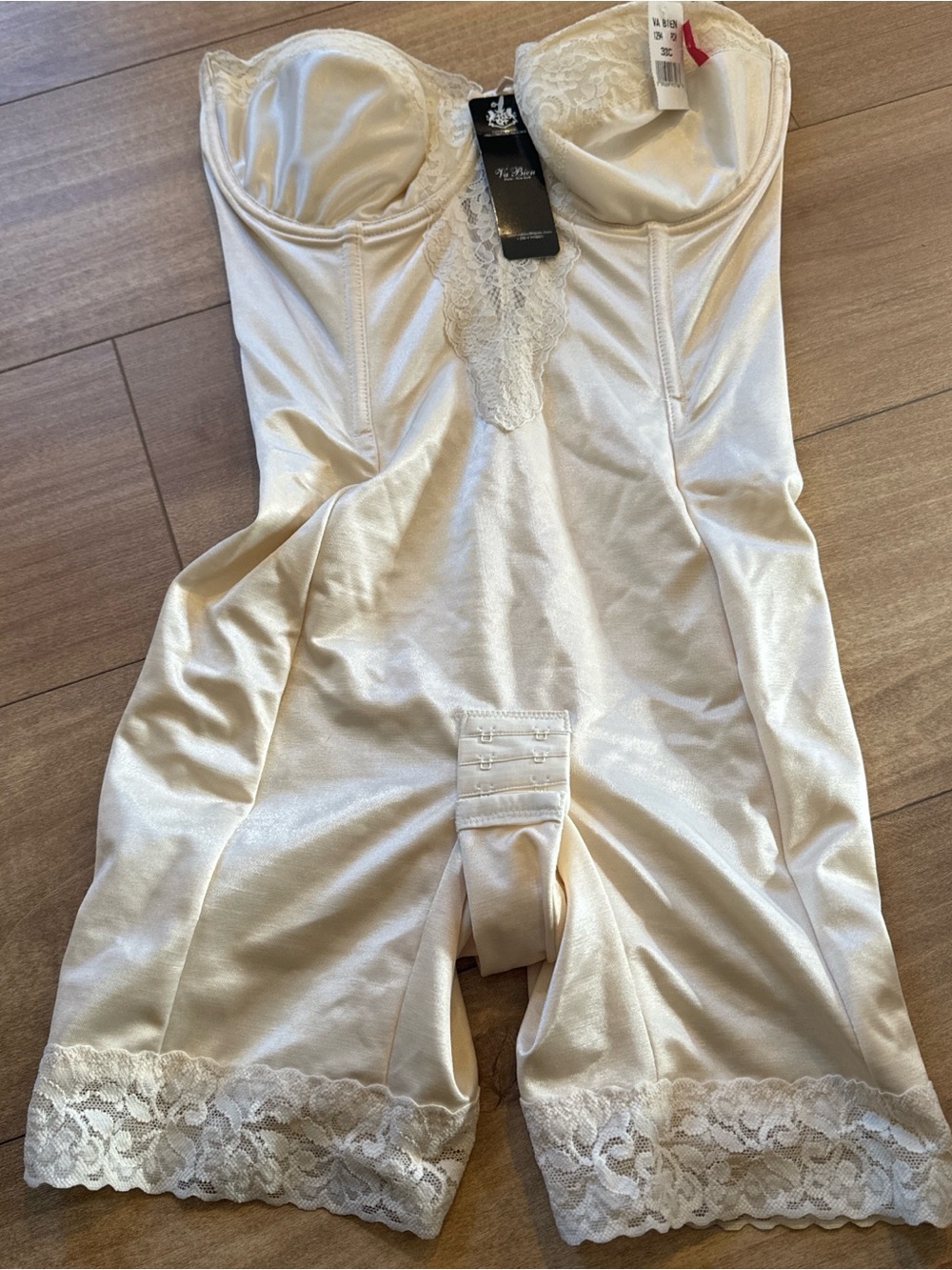 Strapless Lace-Trim Shaping Bodysuit - Ivory